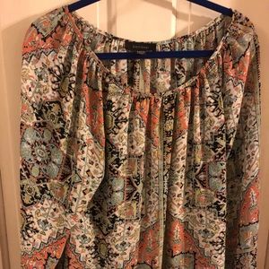 Karen Kane peasant top Aztec print